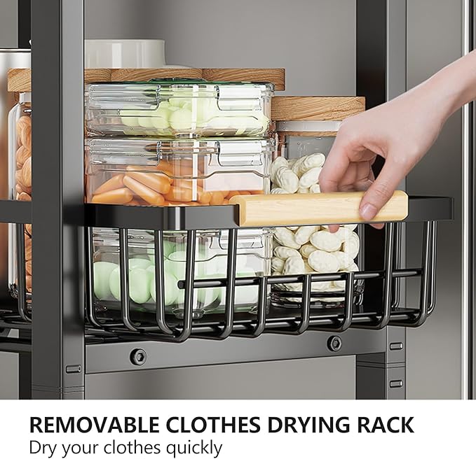 Kitchen Storage Cart Slim Rolling Cart On Wheels, 5-Tier Skinny Kitchen Island - Image 5