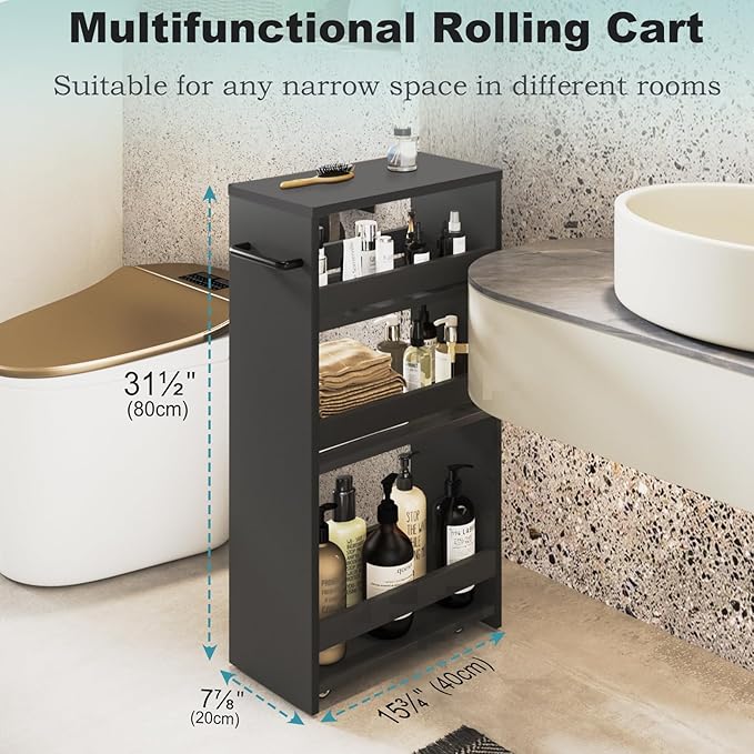 MARTY Rolling Storage Cart 7.9" W, 4-Tier Kitchen Cart - Image 3