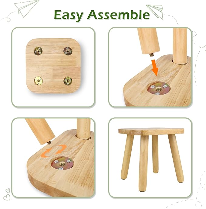 BEE&OAK Wooden Step Stools for Adults, Solid Rubber Wood Non-Slip Step Foot - Image 5