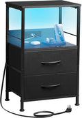 WLIVE LED Night Stand with Charging Station, Dorm Bedside Table End Table with by WLIVE