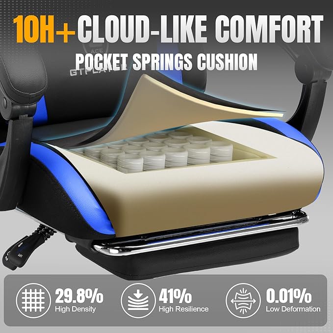 GTRACING Gaming Chair with Foot Rest & Pocket Spring Cushion, Ergonomic High - Image 4
