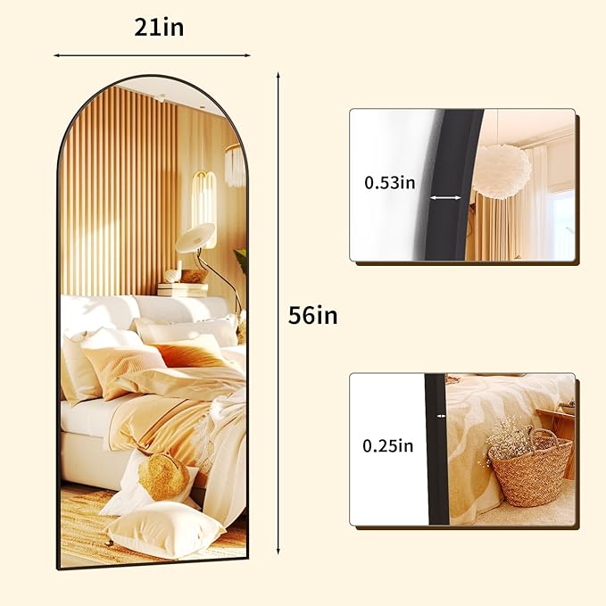 56"x21" Arched Full Length Mirror Floor Mirrors - Image 6