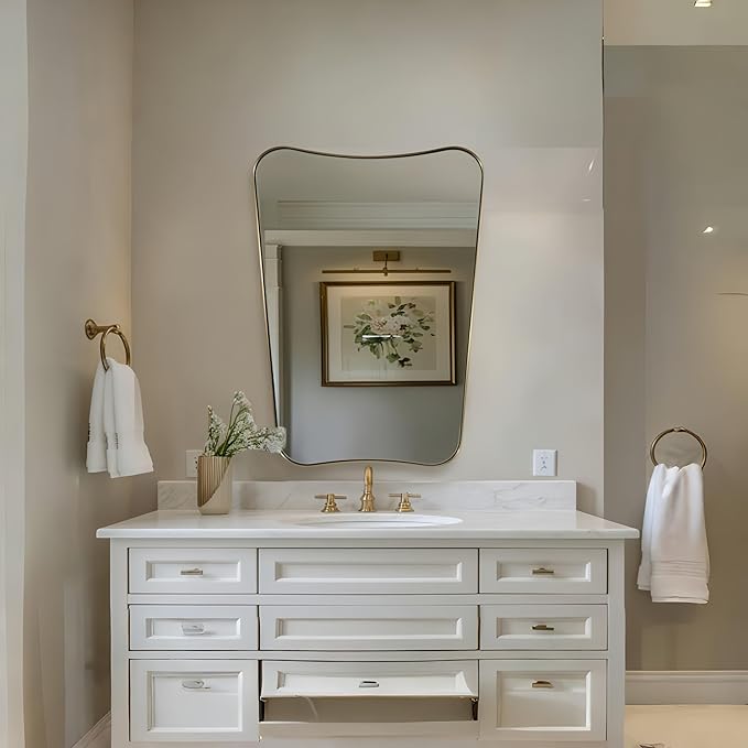 Gold Bathroom Mirror, Irregular Wall Mirror - Image 9