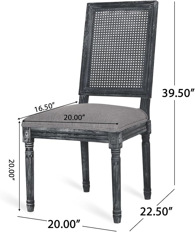 Merax Upholstered Solid Wood Dining Chairs Set of 2, French Country Style - Image 2
