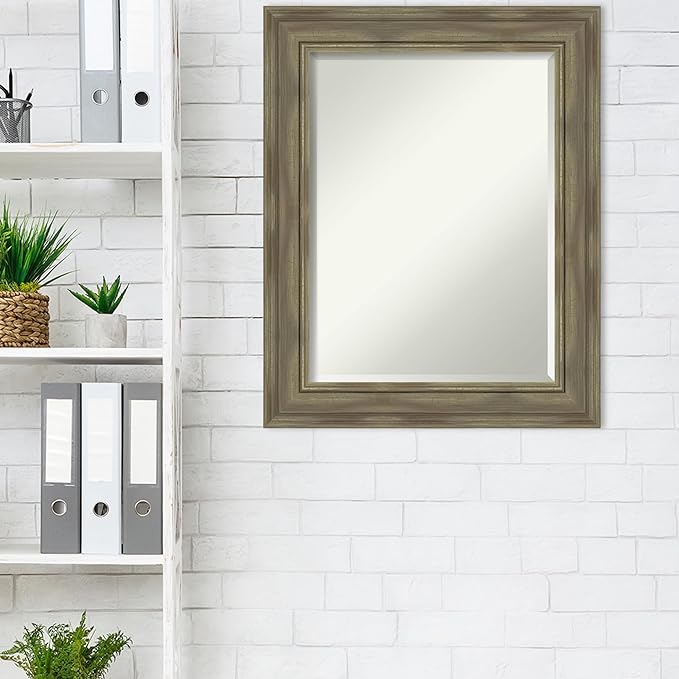 Amanti Art Grey Wall Mirror 30x24 Alexandria Greywash Rectangle Bathroom Mirror - Image 5