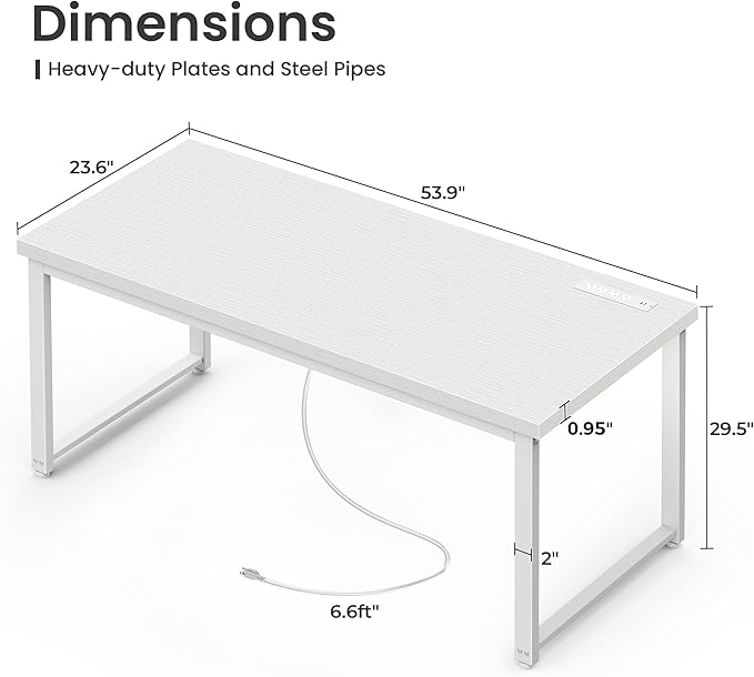 Huuger 55 x 24 inch Desk with Power Outlets & USB-C, Deeper & Thicker Desktop - Image 6