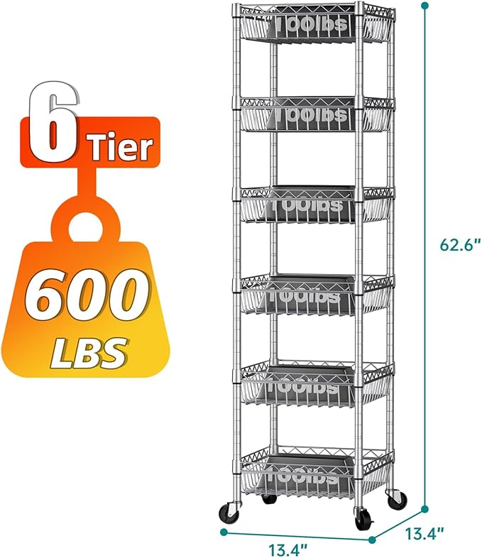 SINGAYE 6 Tier Shelf Adjustable Storage Shelves Rack Standing Units - Image 3
