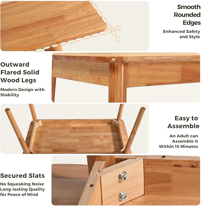 DELAVIN 29.5" Solid Wood Dining Table, Modern Small Dining Table, Square - Image 7