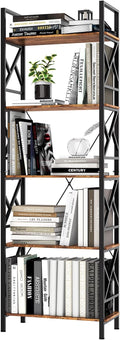 72"H 5-Tier Bookshelf: MDF Wood & Steel Shelves by StorageShelf