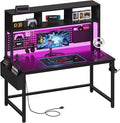 Black Gaming Desk with Hutch and Pegboard by Unknown