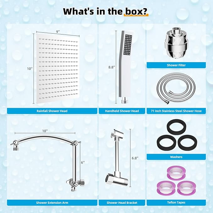 Hibbent All Metal 10'' Filtered Rainfall Shower Head - Image 8