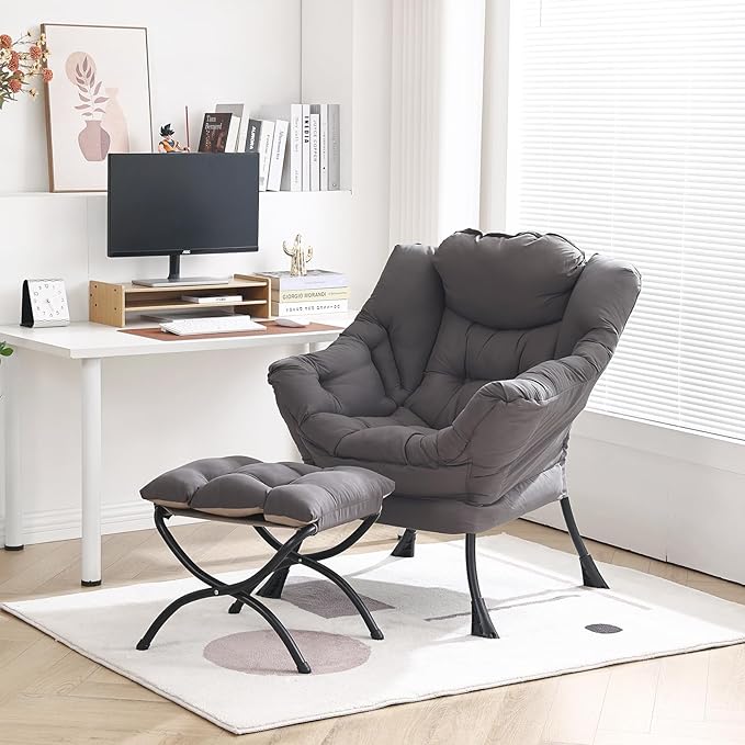 Lazy Chair with Ottoman, Modern Chair with Folding Footrest, Lounge Accent Chair - Image 6