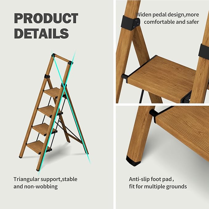 4 Step Ladder, Lightweight Folding Step Stool - Image 4