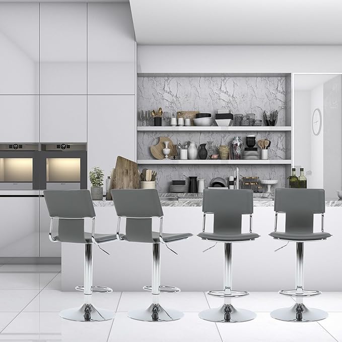 Sidanli Grey Bar Height Chairs, Swivel Barstools - Image 7