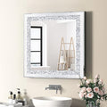 Crystal Decorative Mirror-24 x24 Rectangle Gorgeous Silver Mirror, Crush by GOAND