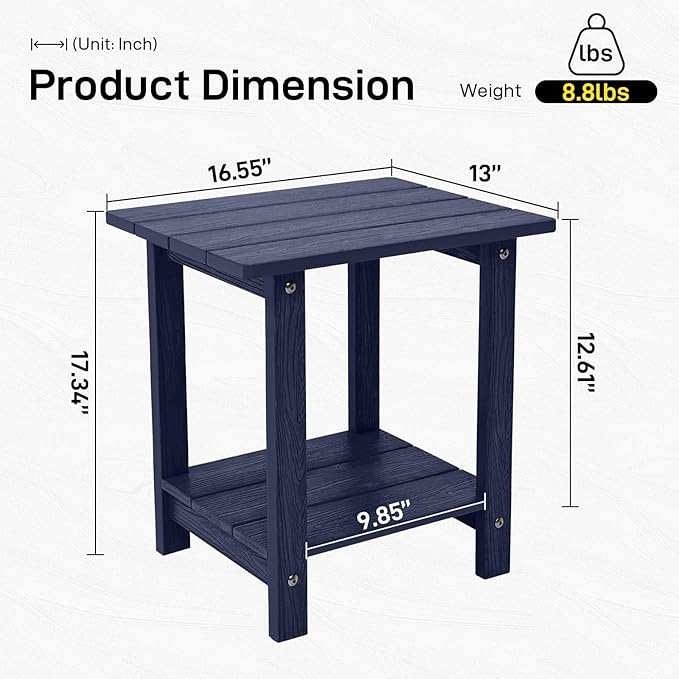 Melucivi Weather Resistant Outdoor Side Table, Double Small Adirondack Side - Image 3
