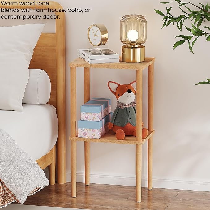 Solid Wood Side Table, 2-Tier Small End Table - Image 4