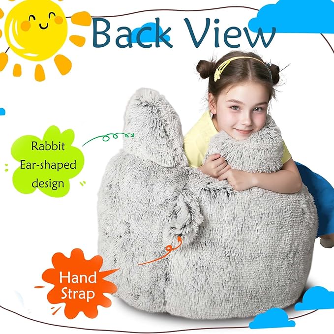 Bean Bag Chair for Kids with Plush Faux Fur Cover, 2.5FT Memory Foam Filled - Image 4