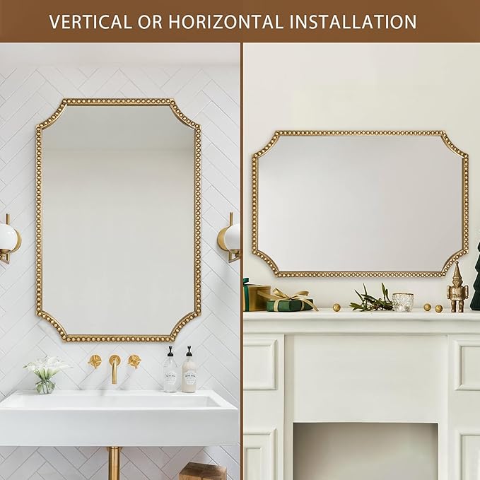 30"x40" Mirror for Wall, Full Scalloped Corners Rectangle Decorative Mirror - Image 2