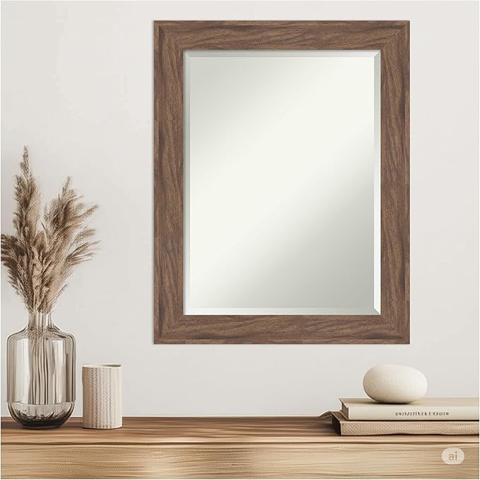 Amanti Art Brown Wall Mirror 29x23 Pia Medium Brown Rectangle Bathroom Mirror - Image 7