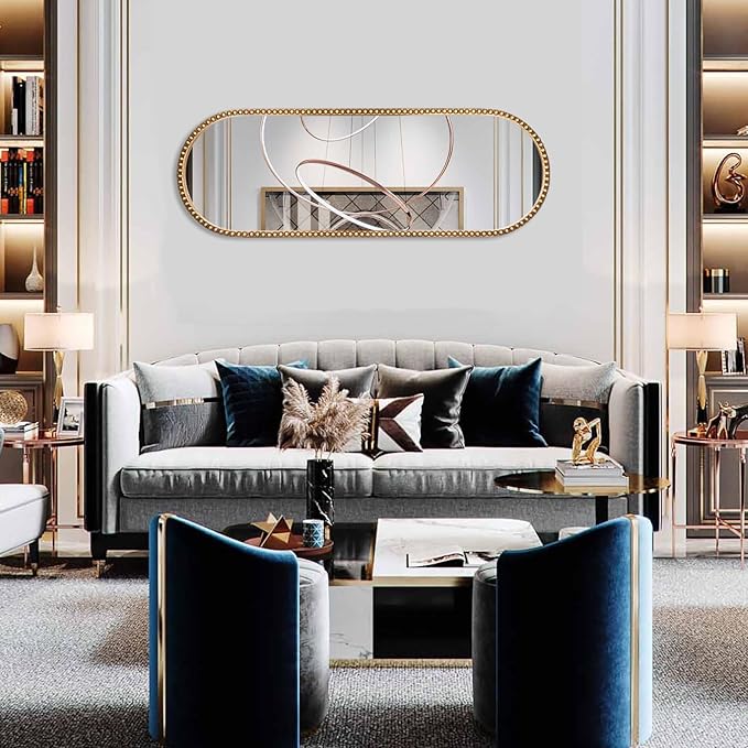 Oval Full Length Mirror, Living Room, Antique Gold - Image 4