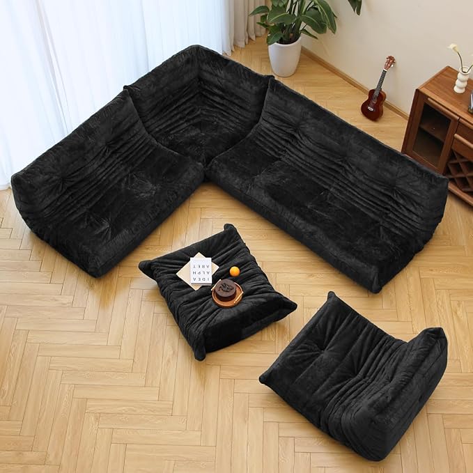 N&V Fireside Chair, Mid Century Armless Floor Sofa, Soft Premium Chenille Floor - Image 4