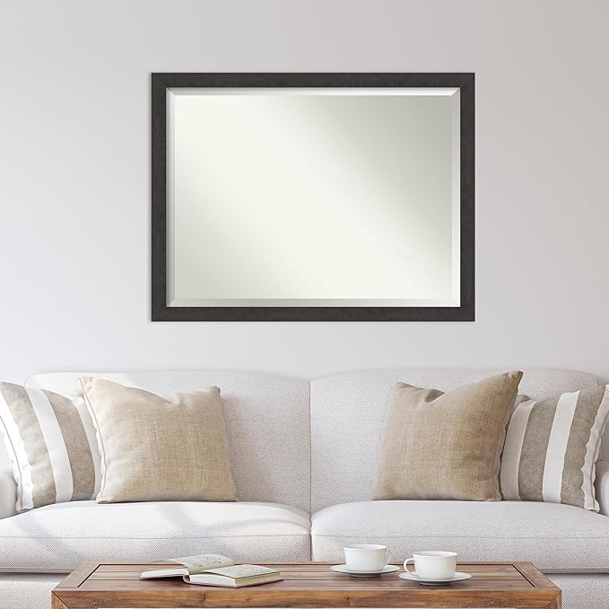 Amanti Art Brown Wall Mirror 34x44 Rustic Plank Espresso Narrow Rectangle - Image 5
