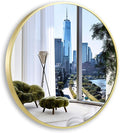 28 inch Gold Frame Mirror for Wall, Brushed Matte Gold Metal Round Mirror for by UMZODO