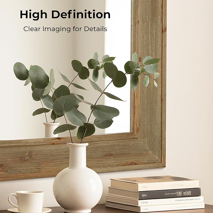 WallBeyond Rustic Wood Framed Mirror, Vintage Solid Wood Rectangular - Image 7