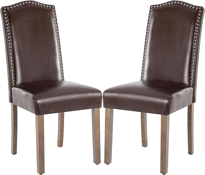Stylish Upholstered Parsons Dining Chair PU Faux Leather by SNUGWAY