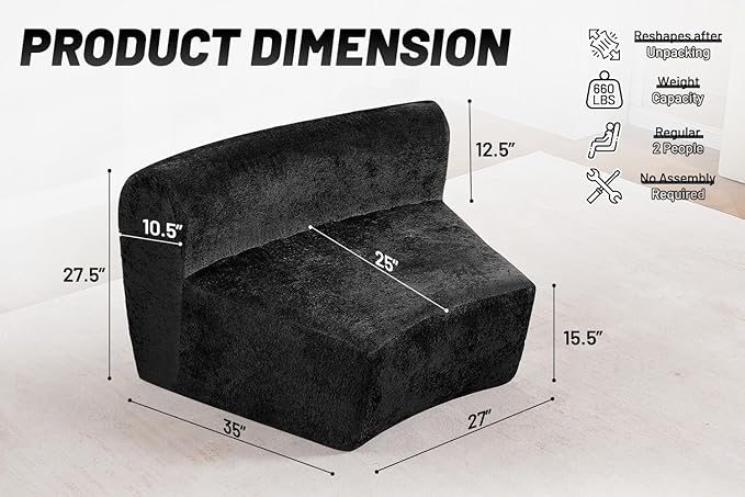 Homguava Modular Sectional Sofa, Memory Foam Couch Single Sofa Chair - Image 2