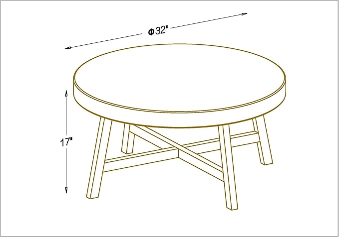 Round Coffee Table, RANDEFURN Seagrass Coffee Tables, Pine Wood X Base Frame - Image 2