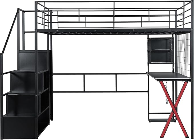 Merax Full Size Metal Loft Bed - Image 6