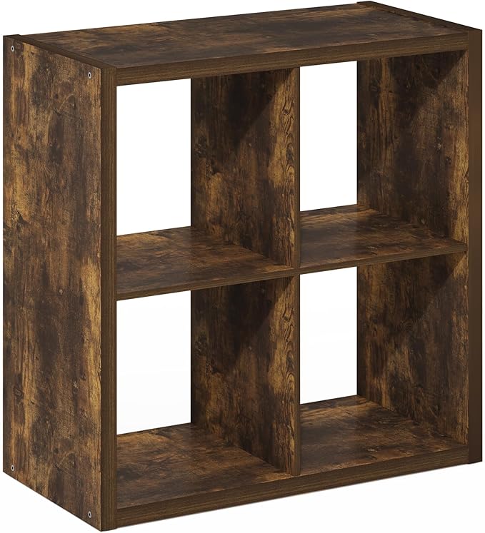 Furinno Cubicle Open Back Decorative Cube Storage Organizer, Amber Pine - Image 8