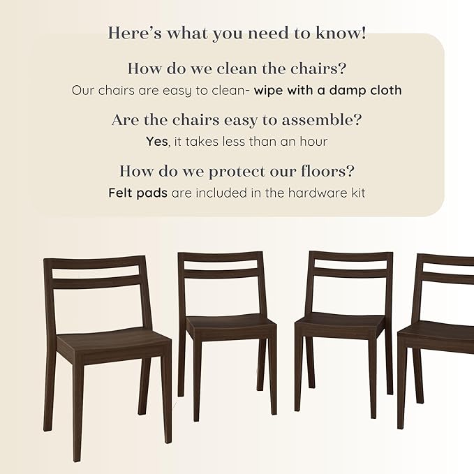 Grain & Grove Davie Dining Room Chairs Set of 4, Solid Wood Modern Kitchen Chair - Image 6
