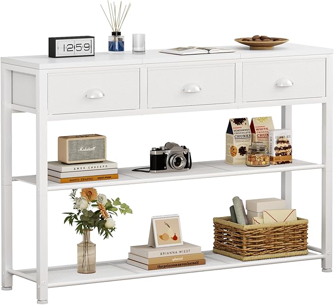 Furologee White Entryway Table, Industrial Entry Way Table by Furologee