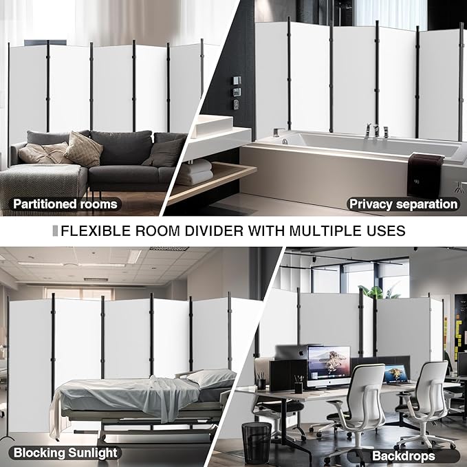 Room Divider 6-Panel Privacy Screen, Portable Screen Steel Frame - Image 7