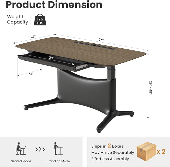 COLAMY Electric Adjustable Standing Desk – 48 x 28 Inch Sit Stand Desk - Image 2