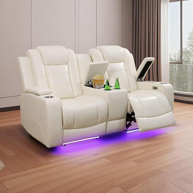 PU Leather Power Wall Hugger Chair Double Reclining Sectional Sofa 2-Seater by NicBex