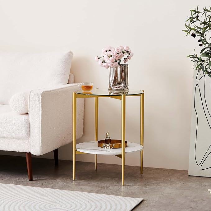 Round Glass End Table, Mid-Century Modern Design Sofa Table - Image 4