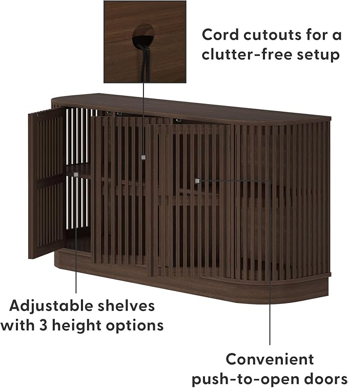 Plank+Beam Contour Wood TV Stand, Three Door Solid Wood Entertainment Console - Image 5