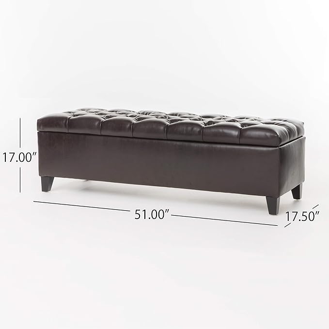 Christopher Knight Home Ottilie Leather Storage Ottoman - Image 3