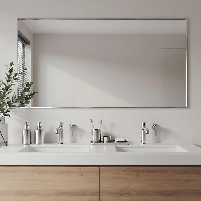 20x40 Inch Nickel Bathroom Mirror - Image 4
