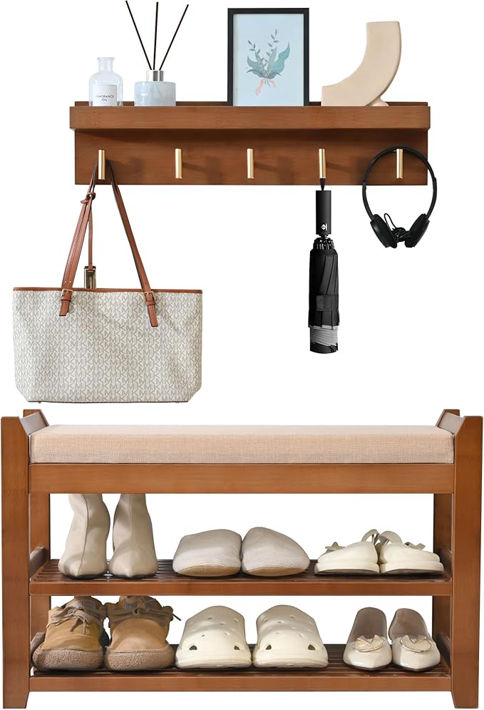 Shoe Rack for Front Door Entrance, 28” Entryway Bench - Image 9