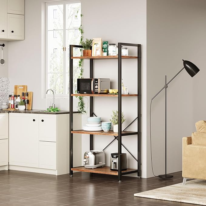 Casaottima Book Shelf, 4 Tier Bookshelf, Modern Wood Bookcase Shelves - Image 6