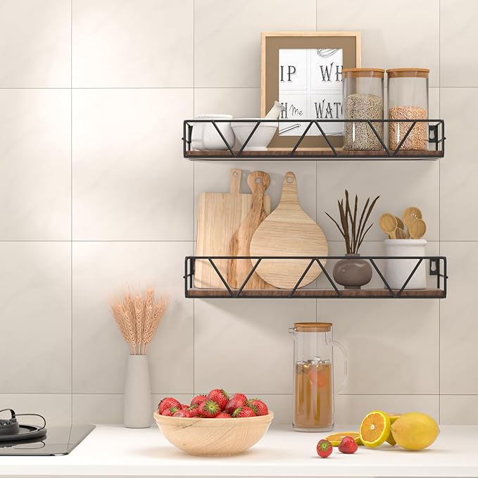 Floating Shelves Set of 3, Home Wood Wall Shelf, Farmhouse Shelf - Image 4
