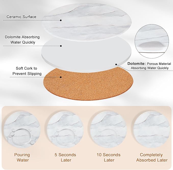 3-Pcs 7'' Ceramic Marble Style Trivet - Image 3