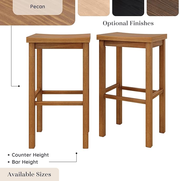 Grain & Grove Smith Collection Set of 2 Solid Wood Bar Stools, 30 inch - Image 6