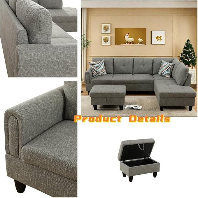 L Shaped Sectional Couch with Otttoman, Apartments - Image 3