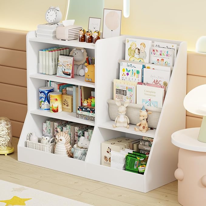 39" Large Kids Wooden Bookshelf and Toy Storage Organizer, Baby Bookcase by IKALIFE